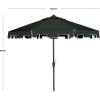 SAFAVIEH 9ft Outdoor Patio Umbrella, Round, Zimmerman Collection, Yellow & White Trim, Button Tilt, UV Resistant for Deck, Backyard, Poolside (PAT8000F)(Dark Green)