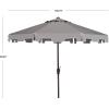 SAFAVIEH 9ft Outdoor Patio Umbrella, Round, Zimmerman Collection, Yellow & White Trim, Button Tilt, UV Resistant for Deck, Backyard, Poolside (PAT8000F)(Gray)
