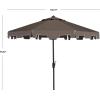 SAFAVIEH 9ft Outdoor Patio Umbrella, Round, Zimmerman Collection, Yellow & White Trim, Button Tilt, UV Resistant for Deck, Backyard, Poolside (PAT8000F)(Gray)