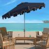 SAFAVIEH 9ft Outdoor Patio Umbrella, Round, Zimmerman Collection, Yellow & White Trim, Button Tilt, UV Resistant for Deck, Backyard, Poolside (PAT8000F)(Navy/White)