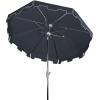 SAFAVIEH 9ft Outdoor Patio Umbrella, Round, Zimmerman Collection, Yellow & White Trim, Button Tilt, UV Resistant for Deck, Backyard, Poolside (PAT8000F)(Navy/White)