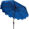 SAFAVIEH 9ft Outdoor Patio Umbrella, Round, Zimmerman Collection, Yellow & White Trim, Button Tilt, UV Resistant for Deck, Backyard, Poolside (PAT8000F)(Pacific)