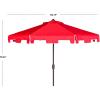 SAFAVIEH 9ft Outdoor Patio Umbrella, Round, Zimmerman Collection, Yellow & White Trim, Button Tilt, UV Resistant for Deck, Backyard, Poolside (PAT8000F)(Red)
