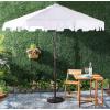 SAFAVIEH 9ft Outdoor Patio Umbrella, Round, Zimmerman Collection, Yellow & White Trim, Button Tilt, UV Resistant for Deck, Backyard, Poolside (PAT8000F)(White)