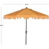SAFAVIEH 9ft Outdoor Patio Umbrella, Round, Zimmerman Collection, Yellow & White Trim, Button Tilt, UV Resistant for Deck, Backyard, Poolside (PAT8000F)(Yellow/White)