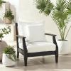 SAFAVIEH Couture Outdoor Collection Martinique Natural/Dark Brown Cushion Solid Wood Patio Arm Chair(Black/White)