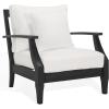 SAFAVIEH Couture Outdoor Collection Martinique Natural/Dark Brown Cushion Solid Wood Patio Arm Chair(Black/White)