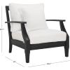 SAFAVIEH Couture Outdoor Collection Martinique Natural/Dark Brown Cushion Solid Wood Patio Arm Chair(Black/White)
