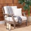 SAFAVIEH Couture Outdoor Collection Martinique Natural/Dark Brown Cushion Solid Wood Patio Arm Chair(Light Grey/Beige)