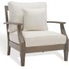 SAFAVIEH Couture Outdoor Collection Martinique Natural/Dark Brown Cushion Solid Wood Patio Arm Chair(Light Grey/Beige)