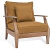 SAFAVIEH Couture Outdoor Collection Martinique Natural/Dark Brown Cushion Solid Wood Patio Arm Chair(Natural/Brown)
