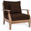 SAFAVIEH Couture Outdoor Collection Martinique Natural/Dark Brown Cushion Solid Wood Patio Arm Chair(Natural/Dark Brown)