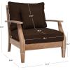 SAFAVIEH Couture Outdoor Collection Martinique Natural/Dark Brown Cushion Solid Wood Patio Arm Chair(Natural/Dark Brown)