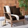 SAFAVIEH Couture Outdoor Collection Martinique Natural/Dark Brown Cushion Solid Wood Patio Arm Chair(Natural/Dark Brown)