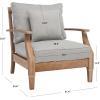 SAFAVIEH Couture Outdoor Collection Martinique Natural/Dark Brown Cushion Solid Wood Patio Arm Chair(Natural/Grey)