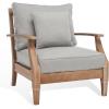 SAFAVIEH Couture Outdoor Collection Martinique Natural/Dark Brown Cushion Solid Wood Patio Arm Chair(Natural/Grey)