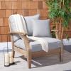 SAFAVIEH Couture Outdoor Collection Martinique Natural/Dark Brown Cushion Solid Wood Patio Arm Chair(Natural/Grey)