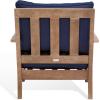 SAFAVIEH Couture Outdoor Collection Martinique Natural/Dark Brown Cushion Solid Wood Patio Arm Chair(Natural/Navy)