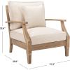 SAFAVIEH Couture Outdoor Collection Martinique Natural/Dark Brown Cushion Solid Wood Patio Arm Chair(Natural/White)