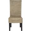 SAFAVIEH Home Collection – Arjun Set of 2 Grey Wicker Dining Chairs, Tall Back Dining Chairs with Pine Wood Legs for Kitchen or Dining Room (SEA8013A-SET2)(Grey)
