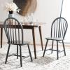 SAFAVIEH Home Collection – Camden Set of 2 Black Windsor Farmhouse Dining Chairs, Spindle Back Solid Wood Chairs, Americana Style Seating (DCH8501A-SET2)(Grey)
