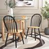 SAFAVIEH Home Collection – Camden Set of 2 Natural & Black Windsor Farmhouse Dining Chairs, Oval Spindle Back Wood Chairs, Americana Style Seating (DCH8501G-SET2)