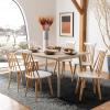 SAFAVIEH Home Collection Burris Farmhouse White/Natural Spindle Back Living Room Dining Room Bedroom Office Foyer Side Chair(Natural / White)