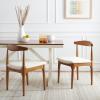 SAFAVIEH Home Collection Lionel Retro Walnut Brown/White Cushion Dining Chair Set of 2 (Fully Assembled)(Walnut/White)