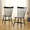 SAFAVIEH Home Collection Parker Farmhouse Raspberry Windsor Spindle Solid Wood Dining Chair Set of 2(Matte Black)