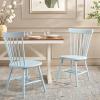 SAFAVIEH Home Collection Parker Farmhouse Raspberry Windsor Spindle Solid Wood Dining Chair Set of 2(Pale Blue)