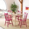 SAFAVIEH Home Collection Parker Farmhouse Raspberry Windsor Spindle Solid Wood Dining Chair Set of 2(Raspberry)