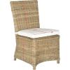 SAFAVIEH Home Collection Sebesi Soft Grey Rattan Side Chair with Cushion (Set of 2)