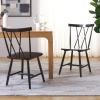 SAFAVIEH Home Collection Tayten Black Solid Wood Windsor Spindle Back Dining Chair Set of 2(Black)