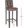 SAFAVIEH Home Collection Thompson Clay Faux Leather/ Espresso 30-inch Nailhead Trim Tufted Kitchen Breakfast Nook Dining Pub Bar Stool(Antique Brown)