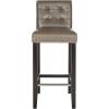 SAFAVIEH Home Collection Thompson Clay Faux Leather/ Espresso 30-inch Nailhead Trim Tufted Kitchen Breakfast Nook Dining Pub Bar Stool(Antique Brown)