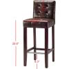 SAFAVIEH Home Collection Thompson Clay Faux Leather/ Espresso 30-inch Nailhead Trim Tufted Kitchen Breakfast Nook Dining Pub Bar Stool(Brown)