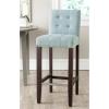 SAFAVIEH Home Collection Thompson Clay Faux Leather/ Espresso 30-inch Nailhead Trim Tufted Kitchen Breakfast Nook Dining Pub Bar Stool(Sky Blue)