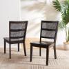 SAFAVIEH Home Collection Toril Coastal Black/White/Natural Dining Chair Set of 2(Black)