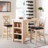 SAFAVIEH Home Everest White Washed Wood 3-Piece Storage Shelves Pub Set, WhiteWashed(White Washed)