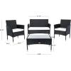SAFAVIEH Outdoor Collection Abdul Natural/White Cushion 4-Piece Conversation Patio Set PAT7504D(Black/Beige)