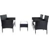 SAFAVIEH Outdoor Collection Abdul Natural/White Cushion 4-Piece Conversation Patio Set PAT7504D(Black/Beige)