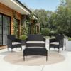 SAFAVIEH Outdoor Collection Abdul Natural/White Cushion 4-Piece Conversation Patio Set PAT7504D(Black/Light Grey)