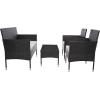 SAFAVIEH Outdoor Collection Abdul Natural/White Cushion 4-Piece Conversation Patio Set PAT7504D(Black/Light Grey)