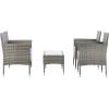 SAFAVIEH Outdoor Collection Abdul Natural/White Cushion 4-Piece Conversation Patio Set PAT7504D(Grey/Grey)