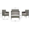SAFAVIEH Outdoor Collection Abdul Natural/White Cushion 4-Piece Conversation Patio Set PAT7504D(Grey/Grey)