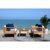 SAFAVIEH Outdoor Collection Alda Grey Wash/ White Cushions/ Light Blue Pillows 4-Piece Conversation Patio Set(Natural / Beige + Solid Pillow)