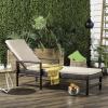 SAFAVIEH Outdoor Collection Alma Brown Rattan/Beige Cushion Adjustable Chaise Lounge Chair (PAT9000A)