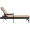 SAFAVIEH Outdoor Collection Alma Brown Rattan/Beige Cushion Adjustable Chaise Lounge Chair (PAT9000A)