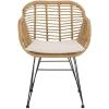 SAFAVIEH Outdoor Collection Alton Light Brown Rattan/White Seat Cushion 3-Piece Patio Lounge Bistro Set with Table (PAT9004A)(Brown / Beige)
