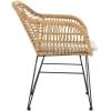 SAFAVIEH Outdoor Collection Alton Light Brown Rattan/White Seat Cushion 3-Piece Patio Lounge Bistro Set with Table (PAT9004A)(Brown / Beige)